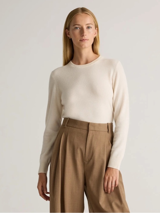 Quince Sweaters - Quince Mongolian Cashmere Crewneck Sweater in Ivory minimalist capsule Size S